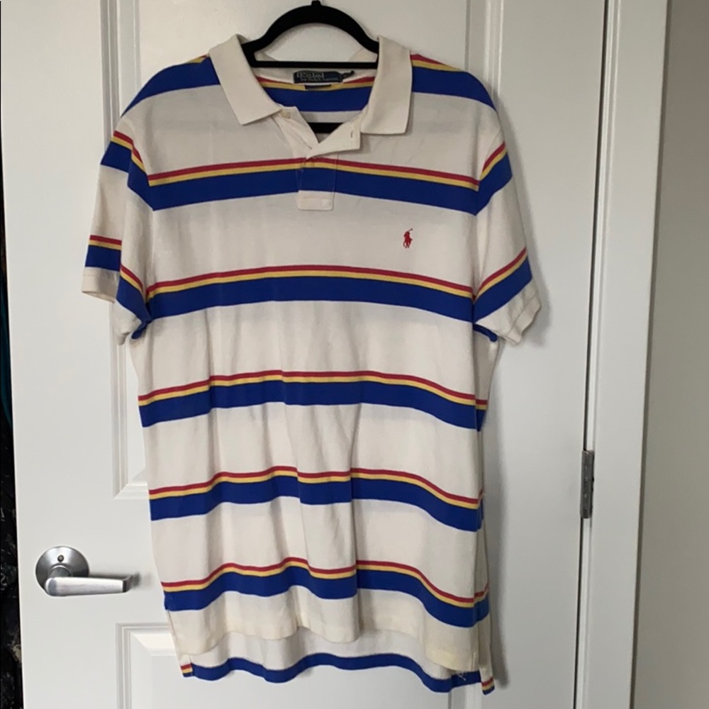 White Striped Polo by Ralph Lauren